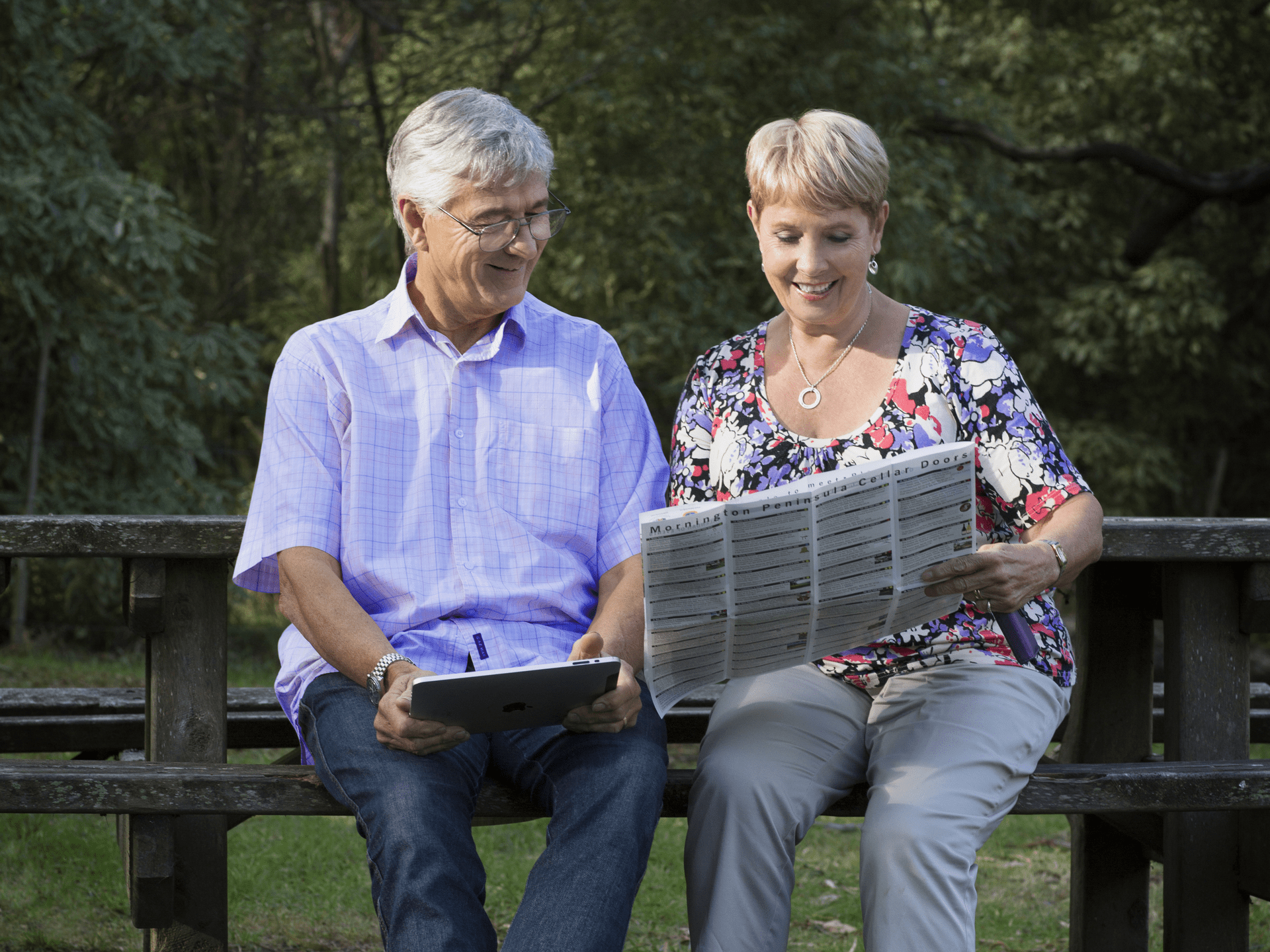 Wearing hearing aids at the park while enjoying the company of your loved one