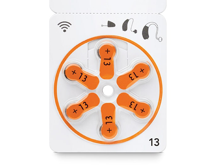 Batteries size 13 orange. 