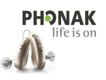 Phonak logo and products. 